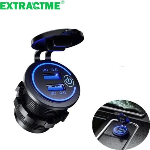 QC3.0 12V Dual USB Charger Socket Power Outlet Adapter Waterproof Car Cigarette Lighter 2 Port Fast Charge for Smartphone Boat