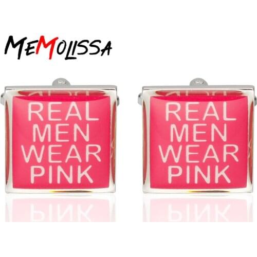 MeMolissa Bussiness Pink Color Cufflinks For Mens Jewelry High Quality Real Men Wear Fashion abotoaduras Cuff links