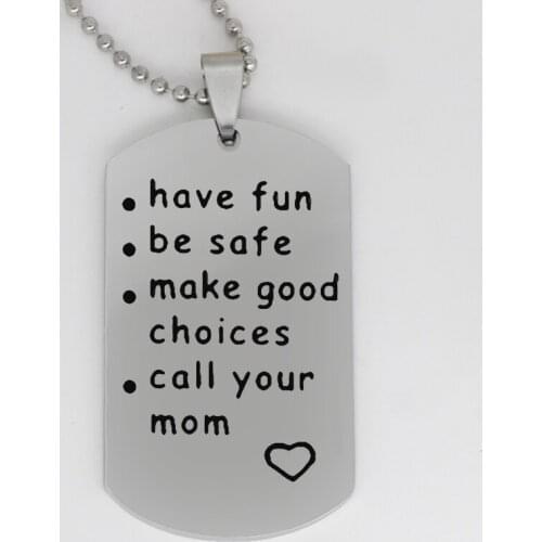 Ufine jewelry life motto pendant army card Have fun be safe make good choices call ... stainless steel Customed necklace N4077