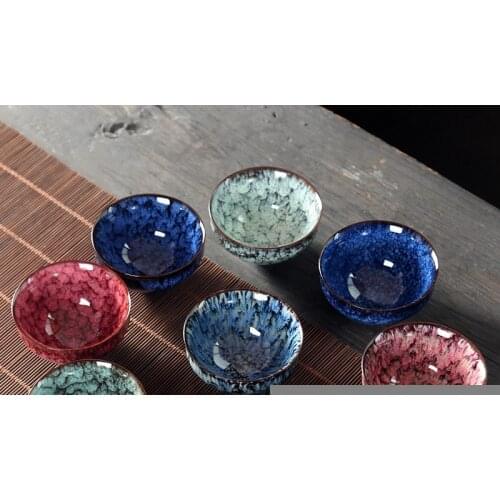 1pcs/3pcs China Ceramic Tea Cup Kiln Change Porcelain Kung Fu Cups Pottery Personal Single Drinkware Wholesale Wine Mug