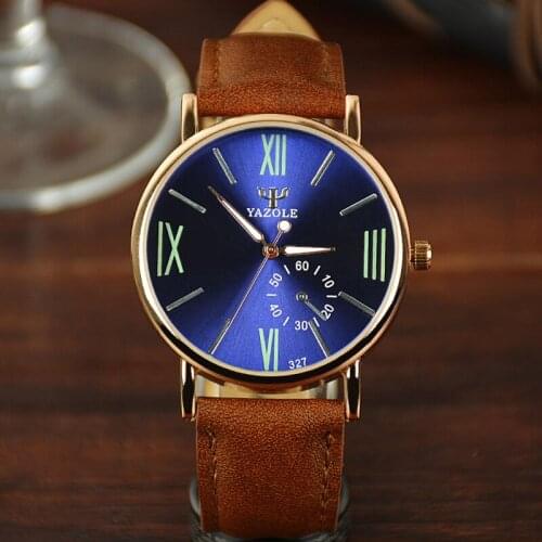 2020 Man Watch Yazole Fashion Casual Watch Men Blue Watches Leather Band Quartz Wristwatches Montre Homme Relogio Masculino