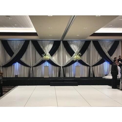 2022 Luxury Black Wedding Backdrop With Silver Sequin 10ftx20ft Stage Decoration Banquet Party Stage Curtain Event Decor