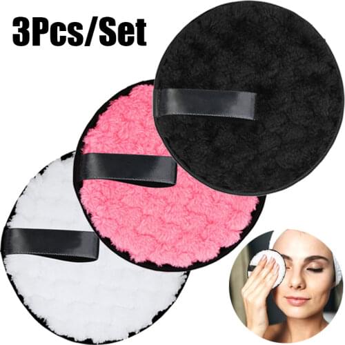 3pcs/set Reusable Makeup Remover Pads Cotton Puff Microfiber Facial Towel Washable Skin Care Face Cleansing Wipes Beauty Tools