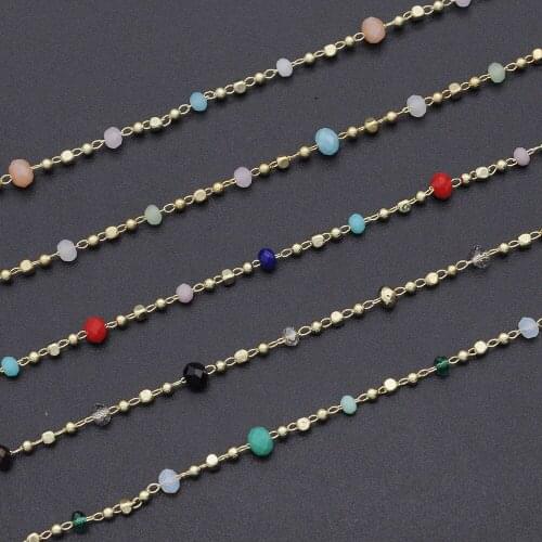 30 Meters/lot 3-4mm Oval Crystal Stone Beads diy jewelry Making Chains Wholesale Hand Made Bracelet Making Chain