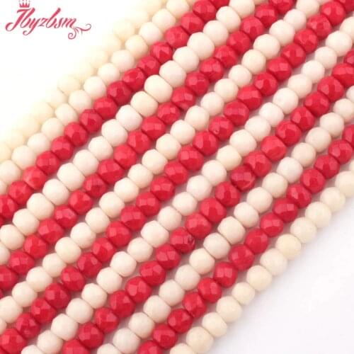 3x5mm Faceted Rondelle Coral Beads Natural Stone Beads For DIY Necklace Bracelet Earring Jewelry Making Loose 15" Free Shipping
