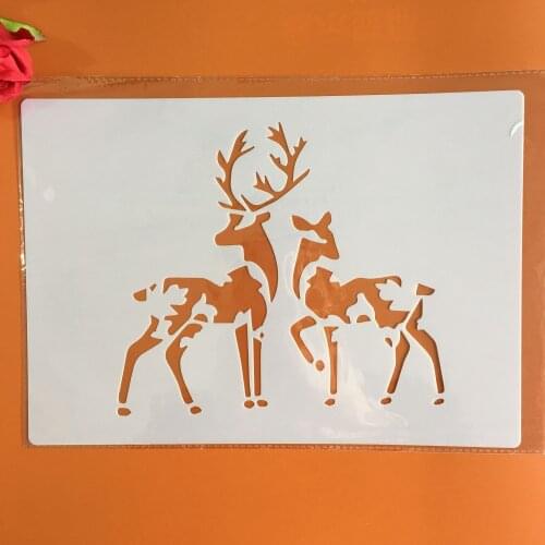 A4 29 * 21cm Sika Deer DIY Stencils Wall Painting Scrapbook Coloring Embossing Album Decorative Paper Card Template