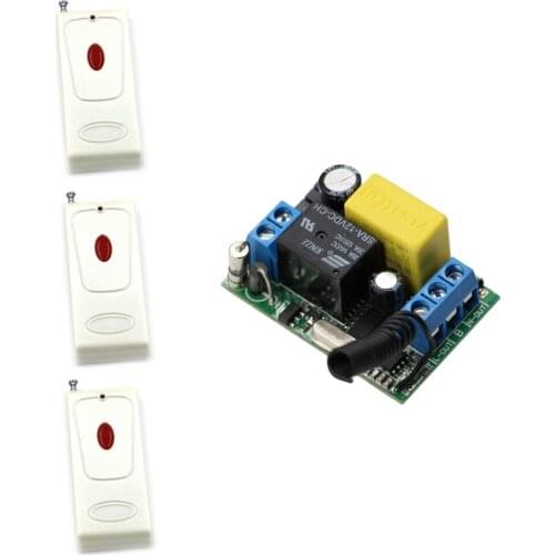 AC 220V 1CH Relay Wireless Remote Control Light Switch Wireless Remote Power ON/OFF Receiver + Red Button Transmitter