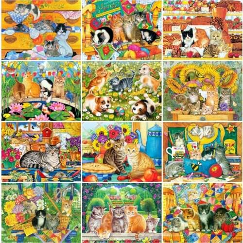 EverShine Diamond Painting Cat Cross Stitch Diamond Embroidery Animal Mosaic Kits Handmade Gift Decor For Home Wall Art