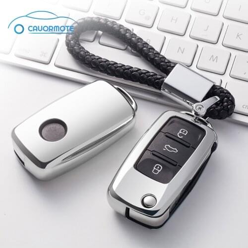 TPU Car Key Case for Volkswagen Golf MK6 Passat B7 Fashion Carbon Fiber Key Cover for VW Tiguan Jetta Beetle Key Fob Skin