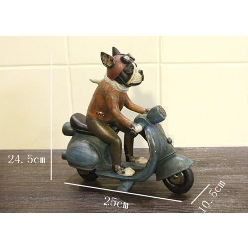 [Cool] Resin French Bulldog Dog Statue Home Decoration Crafts Resin Animal Sculpture/ Dog Motorcycle Figurine Decorations