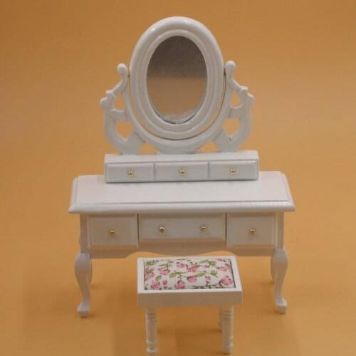 G08-X513 children baby gift Toy 1:12 Dollhouse mini Furniture Miniature rement white color Dressing table 2pcs/set