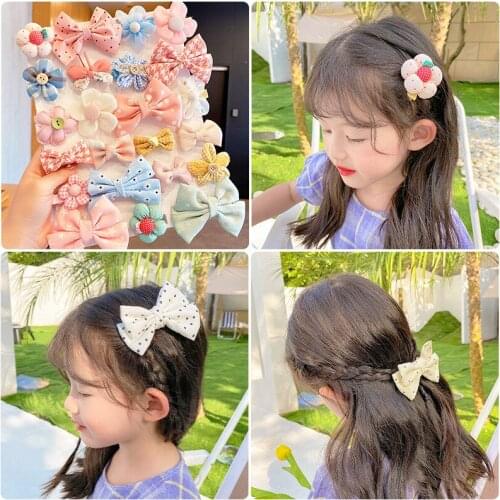 8/ piece/set of Children sweet hairpin headdress cute bow cartoon student side clip exquisite baby birthday gift hair accessorie