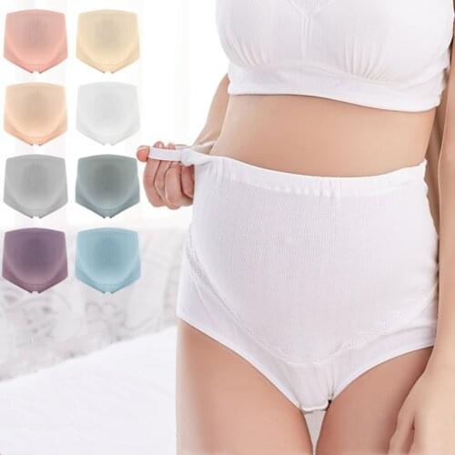 Breathable adjustable high waist pregnancy panties cotton ribbed pregnant briefs over the bump plus size maternity panties