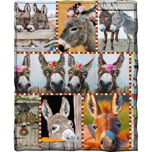 Donkey 3d printed fleece blanket for Beds Hiking Picnic Thick Quilt Fashionable Bedspread Sherpa Throw Blanket