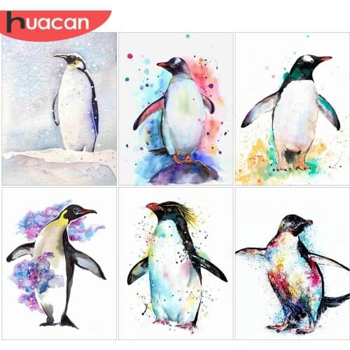 HUACAN 5D DIY Diamond Painting Full Drill Square Penguin Diamond Embroidery Animal Mosaic Rhinestone Picture Home Decor