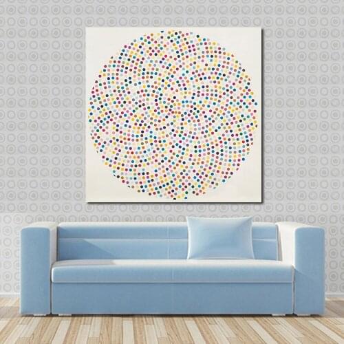 JQHYART No Frame Modern Circle Painting Include Many Colorful Dots Printed Canvas Painting Wall Art Picture For Living Room
