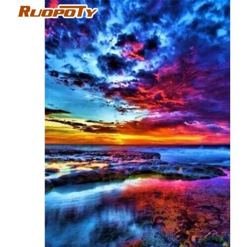CHENISTORY Dusk And Sunset Landscape Oil Digtal Painting By Numbers For Kids & Adults On Canvas Modern Wall Picture Living Room