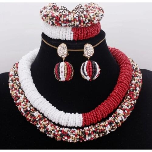 Big Luxury Bridal African Wedding Jewelry Sets 2 Layers Colorful Costume Choker Necklace Set Free Shipping Fashionable 2019 New