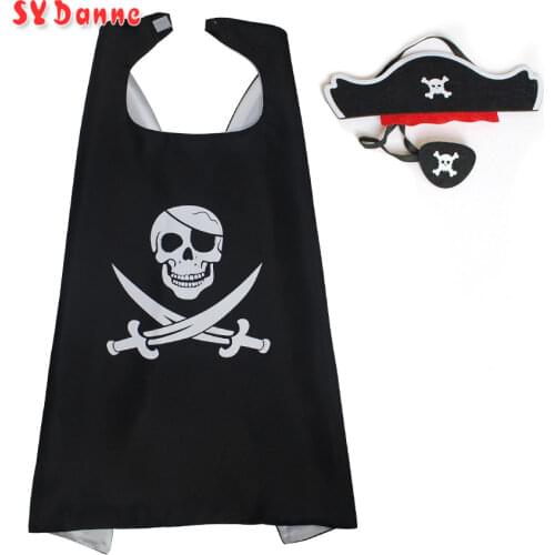 Halloween Costumes for Kids Pirate Costume Satin Cape Felt Masks Halloween Christmas Party Cosplay Boy Cloak Performance costume