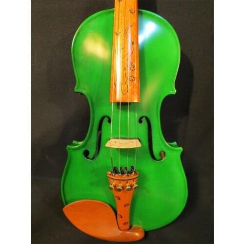Beautiful Green best craft 4 strings 4/4 electric violin +Acoustic violin #8375