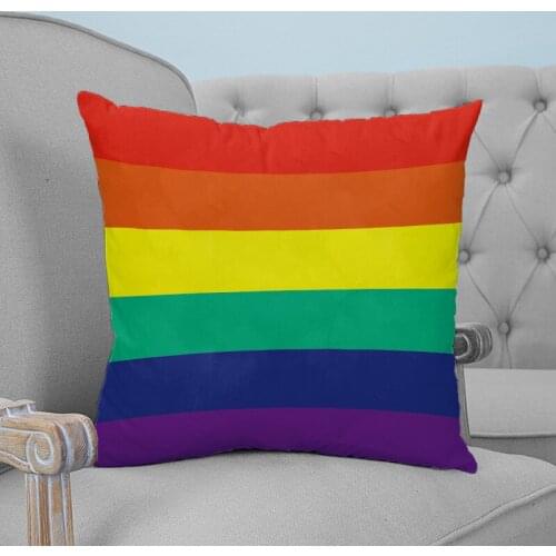 Stripes Colorful Rainbow Flag Lgbt Printed Throw Pillow Case Plush fabric Pillowcase Home Decorative Pillow Hot