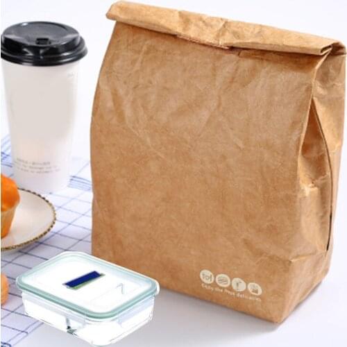 Ланч бокс Paper Lunch Bag Friendly Reusable Insulated Kraft Paper Aluminium Film Bag Food Storage For Breakfast bolsa almuerzo