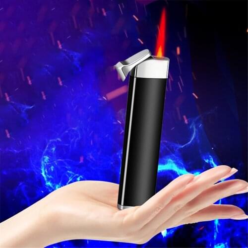 Mini Windproof Strong Firepower Lighter Creative Strip Inflatable High Pressure Lighter Direct Charging Flame Smoking Appliance