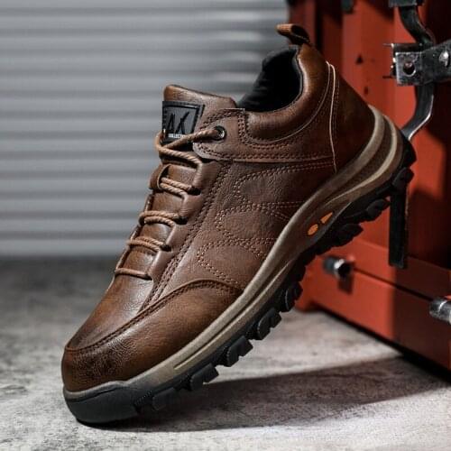 Men Casual Shoes Winter Leather Ankle Boots Outdoor Waterproof Work Tooling Hiking Boots Mens Sneakers Warm Military Snow Boots