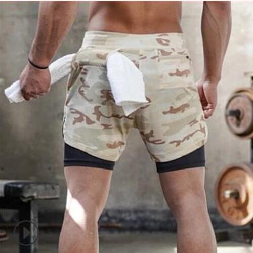 Summer Running Shorts Men 2 In 1 Double-deck Quick Dry GYM Sport Shorts Fitness Jogging Workout Shorts Men Sports Short Pants