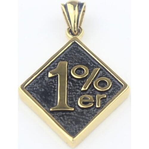 Men Gold 316L Stainless Steel 1%ER Motorcycle Club Biker Pendant Mens Jewelry