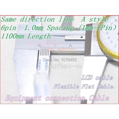 1.0mm Spacing +1100mm Length +6Pin A / same direction line Soft wire FFC Flexible Flat Cable. 6P*1.0A*1100MM