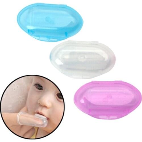 New Kids Infant Soft Silicone Finger Toothbrush Teeth Rubber Massager Brush Box Baby Teether