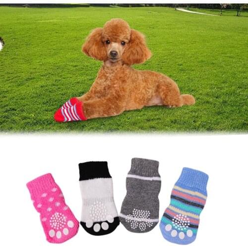 Autumn Winter Pet Dog Socks Anti-Slip Knitted Small Dogs Shoes Thick Warm Paw Protector Cute Puppy Cat Indoor Wear Boot Supplies