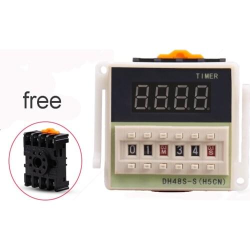 AC/DC 24v-240v DH48S-S Programmable Digital display time relay cycle control Double Time Delay Relay Socket with Base Voltage