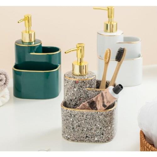 Luxury Ceramic Hand Sanitizer Bottled Multifunctional Bathroom Storage Creative High-end Home Hotel Lotion Push Bottle Soap Dish