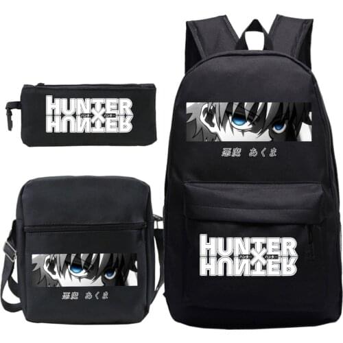 Students Hunter X Hunter School Bags 3Pcs/set for Boys Girls Anime Backpack with Pencil Box Shoulder Bags Mochila Kids Bagpacks