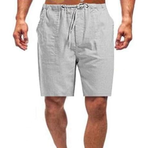 Summer Men Shorts Solid Color Knee Length Shrink Resistant Wide Leg Drawstring Multi Pockets Sweat Shorts Fitness Streetwear