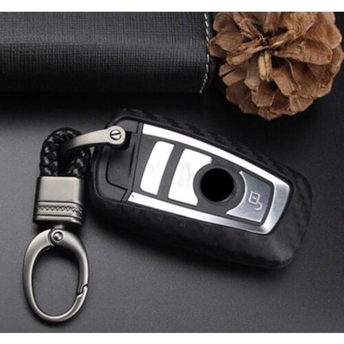 Peacekey Silicone Carbon fiber color Car Key Case Cover Shell For BMW F10 F20 F30 NEW 1 2 3 4 5 6 7 Series X3 X4 320I 116I 118I