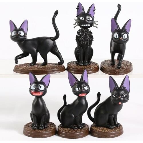 Kikis Delivery Service Black Cat Jiji Min PVC Figure Collectible Model Toys 6pcs/set
