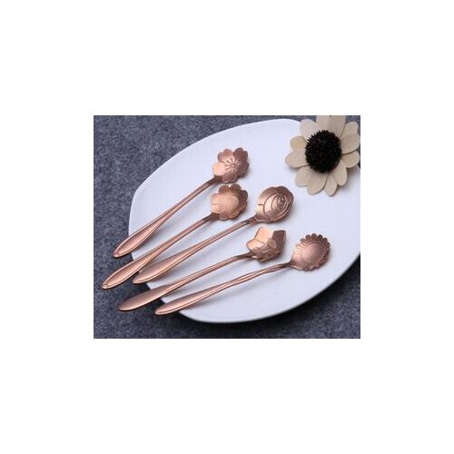Vintage Flower Shape Icecream Tea Coffee Spoon Small Condiment Spoons Sugar Soup