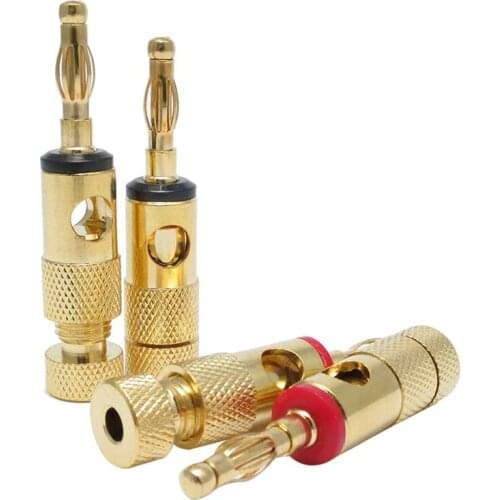 WSFS Hot Gold plated Banana Plugs 2 Red 2 Black 4mm 4 pcs LL68-4BP1