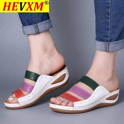 2021 Women Sandals Mix Color Wedges Shoes For Women Summer Sandals Peep Toe Platform Sandals Shoes Female Heels Sandalias Mujer