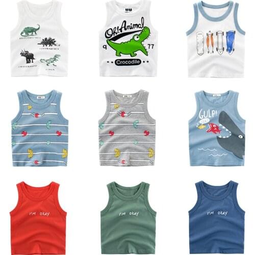 Kids Baby Boys Girls Infant Vests T-shirts Children Toddler Summer Vest Tops Clothes Cotton Tees Cartoon new 2021 Clothing