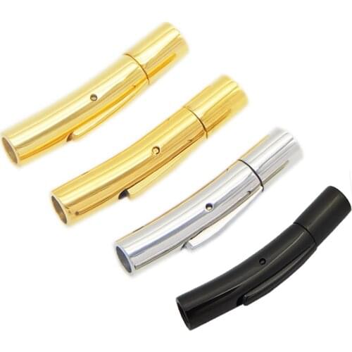 1pc/lot Hole Size 6mm Gold Black Rhodium Stainless Steel Clasps For Bracelet Fit Round Leather Cords Bracelets Connectors