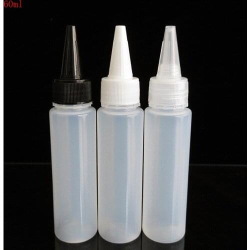 10pcs LDPE 2OZ/60ml Unicorn Bottle with twist cap,Empty Dropper Squzzable Bottle for Pigment,Dye ,E Liquid twist off cap Bottle