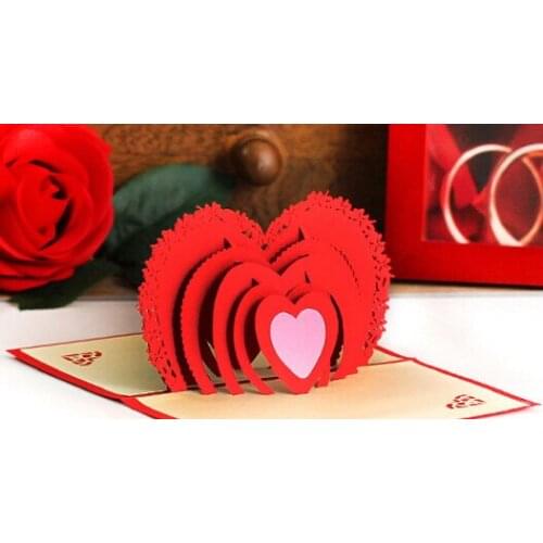 3D Blessing Cards Heart design DIY paper art three-dimensional greeting cards soulmate postcards Gift Greeting Hot 100*150mm