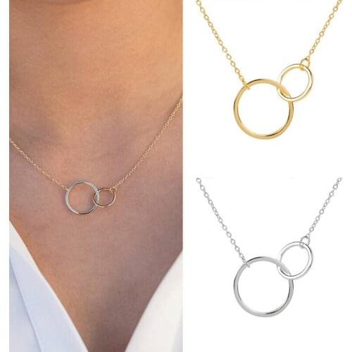 Interlocking Necklace 925 Silver Minimalist Zircon Necklace Fashion Jewelry for Women Popular High Quality Birthday Wedding Gift