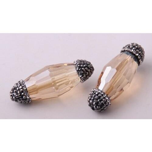 Bohemian Tribal, Handmake Black Crystal Paved Long C Beads Charm For Jewelry