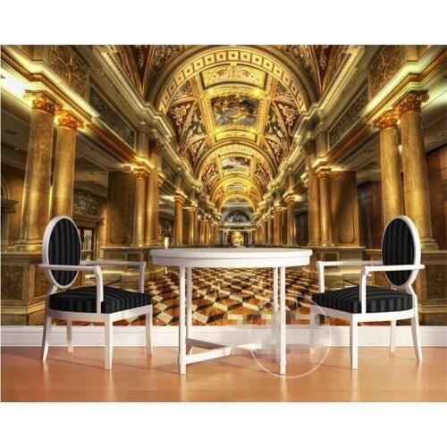 Customized Large 3d Wallpaper European Chapel Palace Golden Hall Space decoration photo wall mural wallpaper tapety Beibehang