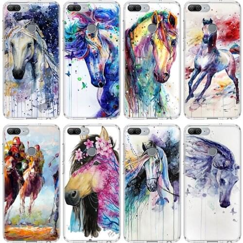 Animal Oil Painting Cute Horse Phone Case For Huawei Honor 10 9 20 Lite 9X 8X 8A Pro 7A 7X Y5 Y6 Y7 Y9 2019 V20 V30 Soft Cover C